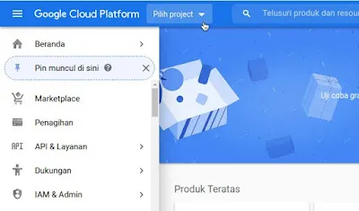 Pilih Project Google Cloud Console Pilih Project Google Cloud Console
