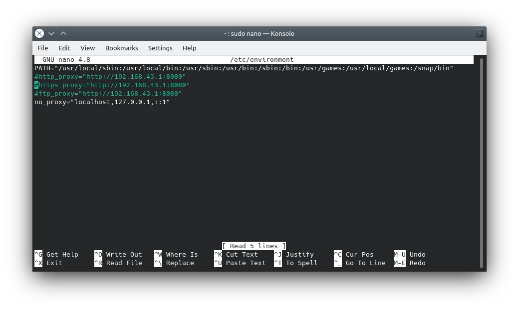 Memberikan Komentar Pada File Pengaturan Proxy