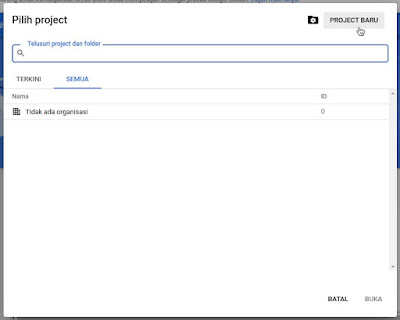 Project Baru Google Cloud Console