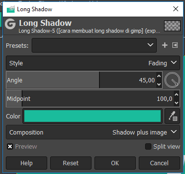 Style fading long shadow pada gimp