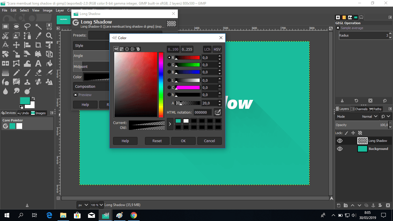Ubah warna pada gimp